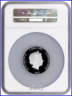 2017 Cook Islands Silver $5 Wizard Of Oz Ruby Slippers Gilt PF70 UC ER NGC Coin