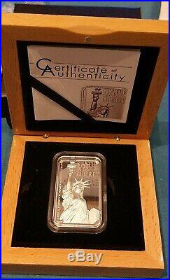 2017 Cook Islands Statue of Liberty 2 oz Silver Proof Bar Coin $10
