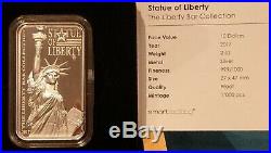 2017 Cook Islands Statue of Liberty 2 oz Silver Proof Bar Coin $10