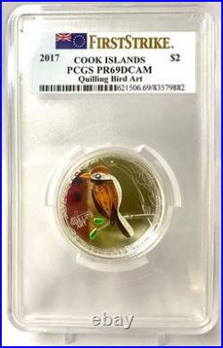 2017 Cook Quilling Bird Art. 999 Silver $2-PCGS PR69DCAM with OGP