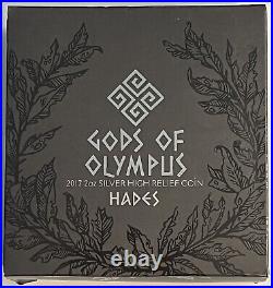2017 Gods of Olympus Hades 2oz Silver Cook Islands Antiqued High Relief Coin