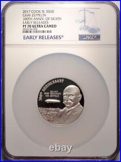 2017 Graf Zeppelin 100th Anniversary Of Death Gold+Silver NGC PF70 Ultra Cameo