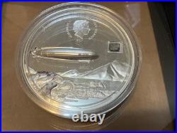 2017 Graf Zeppelin 3 oz Silver Proof Coin + Patch, Cook Islands, Only 499 Minted