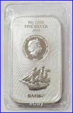 2017 SILVER 50g COOK ISLANDS $2.50 SMI 999 COIN BAR SEALED WITH CERT