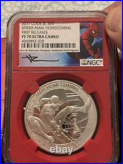 2017 cook island spider-man homecoming ngc pf70 ultra cameo silver coin FR