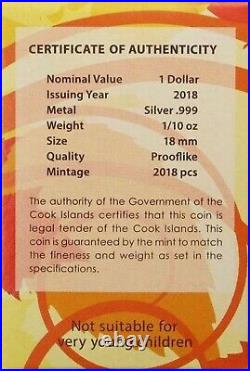 2018 $1 Cook Islands INDIAN SUMMER GLOBE Silver PROOF Coin