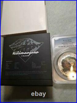 2018 $25 Cook Islands 7 Summits Kilimanjaro 5oz. 999 Silver Coin PCGS MS70 FD