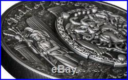 2018 2 Oz Silver $10 SHIELD OF ATHENA Antique Finish PCGS MS70 FDOI Coin