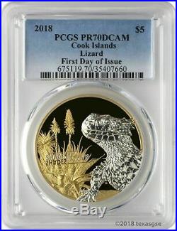 2018 $5 Cook Islands Sungazer Lizard. 999 Silver Coin PCGS PR70DCAM FD