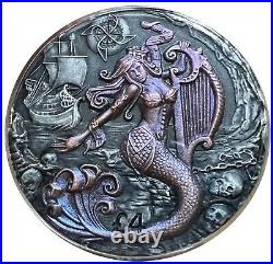 2018 BIOT Mythical Creature Siren 2 oz Silver Proof High Relief Coin Iridescent