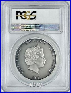 2018 Cook Islands $10 Shield of Athena 2 Oz High Relief PCGS MS70 FDOI Antiqued 2018 Cook Islands $10 Shield of Athena 2 Oz High Relief PCGS MS70 FDOI Antiqued