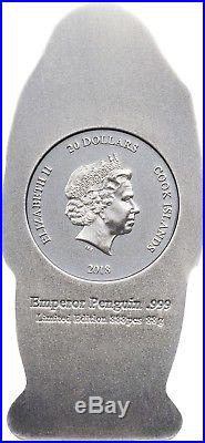 2018 Cook Islands $ 20 Dollar Emperor Penguin 88g Silver Coin