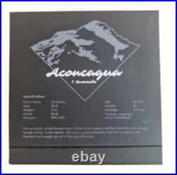 2018 Cook Islands $25 Fine Silver 5oz Aconcagua 7 Summits