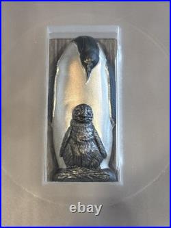 2018-Cook Islands- Emperor Penguin- 88g Silver-PCGS- MS70 Antique Finish- FDOI