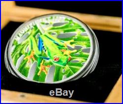 2018 Cook Islands MAGNIFICENT LIFE TREE FROG Colorized 25grams Proof Silver Coin