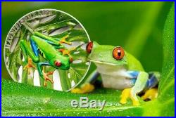2018 Cook Islands MAGNIFICENT LIFE TREE FROG Colorized 25grams Proof Silver Coin