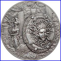 2018 Cook Islands Shield of Athena 2oz High Relief Silver Coin