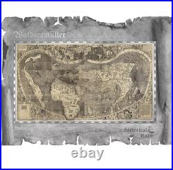 2018 Cook Islands Waldseemuller Historical Maps Foil Silver Note 30g