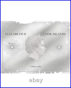2018 Cook Islands Waldseemuller Historical Maps Foil Silver Note 30g