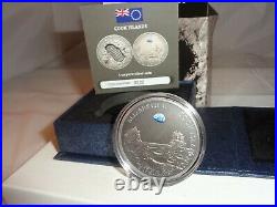 2019 $1 Cook Islands MOON LANDING 1 Oz. 999 Silver Coin with METEORITE & Box COA