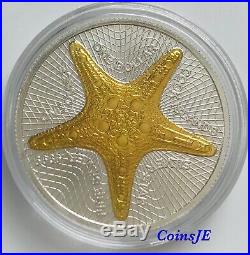 2019 1 oz. 999 Silver Cook Islands $1 Starfish Silverstar Gold Gilded Coin