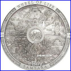 2019 3 Oz Silver $20 Cook Island SAMSARA WHEEL LIFE Archeology Symbolism Coin