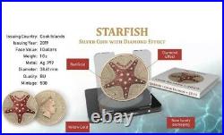2019 COOK ISLANDS STARFISH RED Colorized Gold Gilded 1oz Silver Coin Box & COA