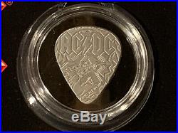 2019 Cook Islands 1/4 oz Silver AC/DC Guitar Pick Coin Limited Mintage