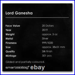 2019 Cook Islands $20 Lord Ganesha 3 Oz Silver Coin Hinduism Buddhism ULTRA RARE 2019 Cook Islands $20 Lord Ganesha 3 Oz Silver Coin Hinduism Buddhism ULTRA RARE