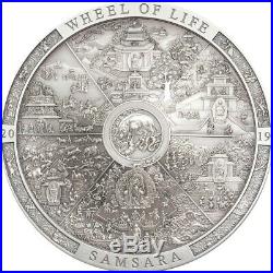 2019 Cook Islands 3 Ounce Samsara Wheel of Life High Relief Silver Coin
