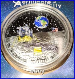 2019 Cook Islands Apollo 11 50th Anniversary 3 Oz Silver Mintage of only 205