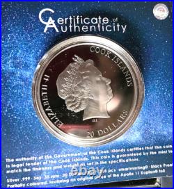 2019 Cook Islands Apollo 11 50th Anniversary 3 Oz Silver Mintage of only 205