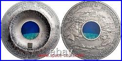 2019 Cook Islands, Chicxulub Crater Meteorite 3oz silver with meteorite, $20