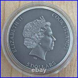 2019 Cook Islands Trapped 1 oz. 999 Silver Antiqued Finish BOX COA First Coin