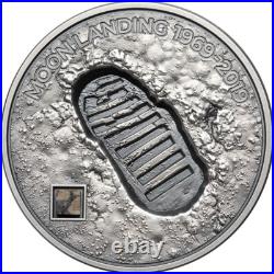 2019 Moon Landing, ONLY 99! Apollo Footprint, Meteorite, 1oz, 5$ Cook Islands