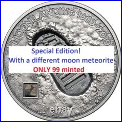 2019 Moon Landing, ONLY 99! Apollo Footprint, Meteorite, 1oz, 5$ Cook Islands