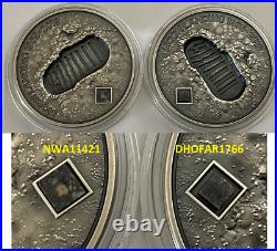 2019 Moon Landing, ONLY 99! Apollo Footprint, Meteorite, 1oz, 5$ Cook Islands