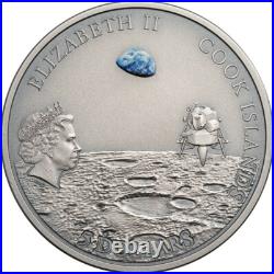2019 Moon Landing, ONLY 99! Apollo Footprint, Meteorite, 1oz, 5$ Cook Islands