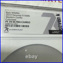 2019 Rare Wildlife Tanzania Colorized Western Gorilla 2oz Silver NGC PF70 UC