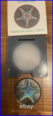 2019-cook islands-starfish 1 oz 0.999 silver/coa