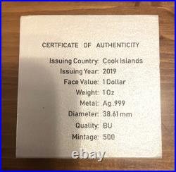 2019-cook islands-starfish 1 oz 0.999 silver/coa