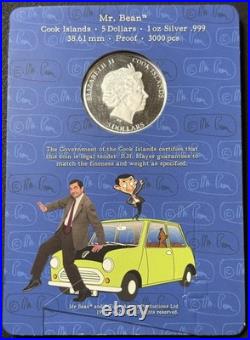 2020 1 Oz. 999 Silver Cook Islands Mr. Bean $5 Coin Colored Proof Long Live Bean