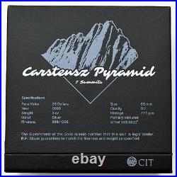 2020 $25 Cook Islands 5oz Silver The 7 Summits Carstensz Pyramid with OGP