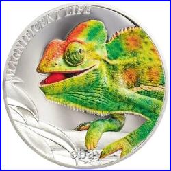 2020 $5 Cook Islands Magnificent Life CHAMELEON PF70DCAM FDOI 1 Oz Silver Coin
