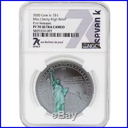 2020 Cook Island MISS LIBERTY (PF70) 1oz Ultra Cameo Silver Coin