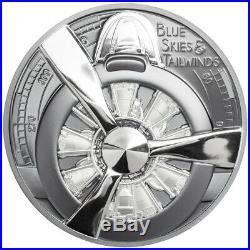 2020 Cook Islands $10 2oz Silver Airplane Propeller Black High Relief Proof Coin