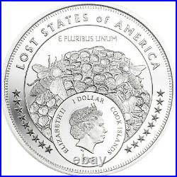2020 Cook Islands $1 Lost States of America Deseret 1 oz. 999 Silver Proof Coin