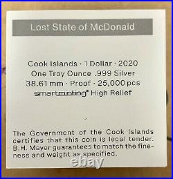 2020 Cook Islands $1 Lost States of America McDonald 1 oz 999 Silver Proof Coin