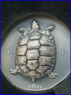 2020 Cook Islands 1 Ounce Tortoise Ultra High Relief Antique Finish Silver Coin
