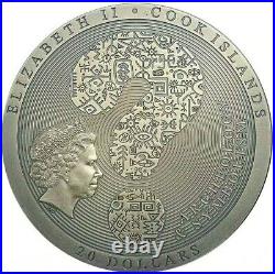 2020 Cook Islands $20 Dendera Egypt Zodiac Antiqued Finish 3oz. 999 Silver Coin
